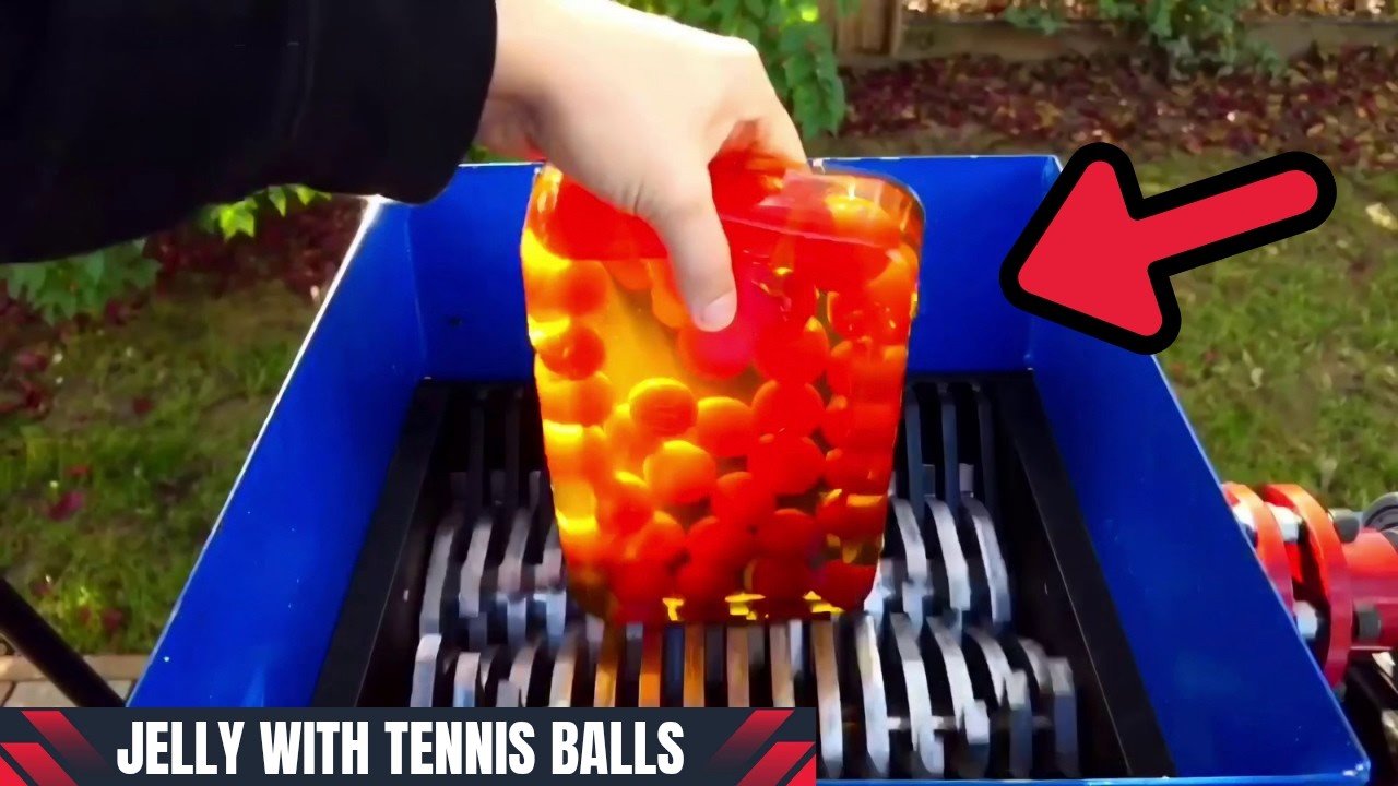 JELLY WITH TENNIS BALLS vs Shredder | crushing metal | Satisfying ASMR video!