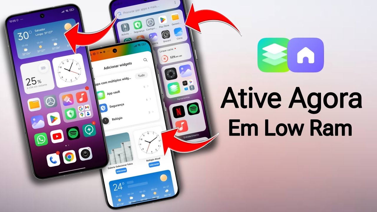 Ative Agora Em Low Ram - Widgets na Tela Inicial + Centro de Pesquisa -  Sem Root