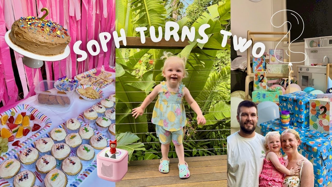 Sophs 2nd birthday 🥹🎈 Party prep, baking her cake & wrapping presents 🧸