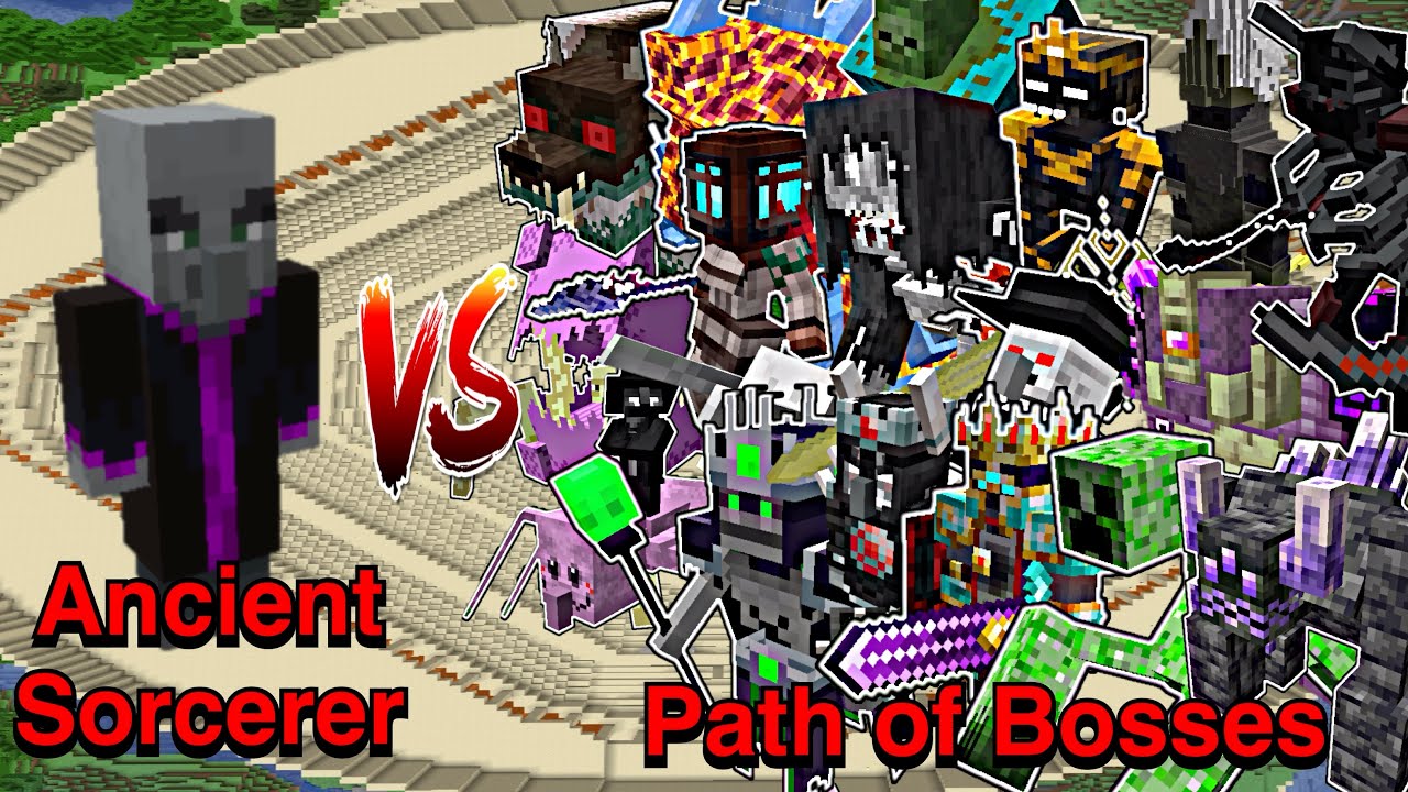 Minecraft |Mobs Battle| Ancient Sorcerer (Leo's Bosses) VS Path of Bosses