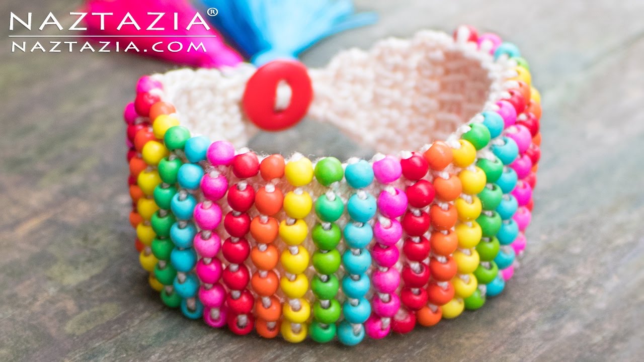 HOW to CROCHET BOHO BEAD BRACELET - Bohemian Beaded Cuff using Beads and Tunisian Crochet