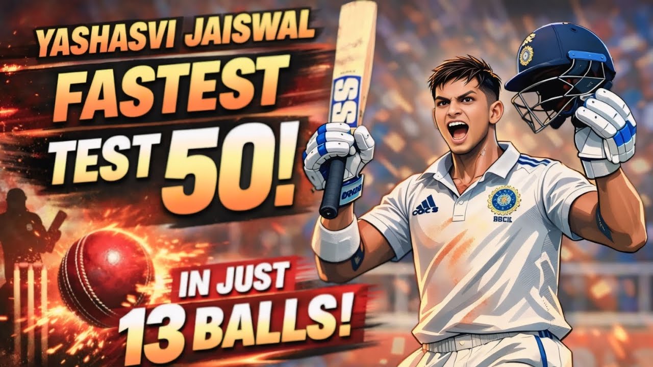 Yashasvi jaiswal test 50 in just 13 ball| jaiswal 13 ball fifty 