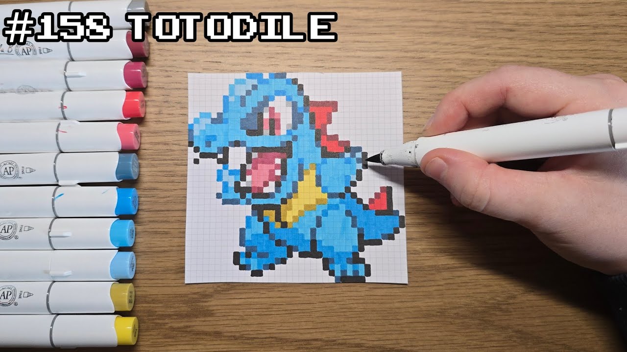 Totodile Pixel Art Drawing | Pokémon | Gen 2 Nr. 158