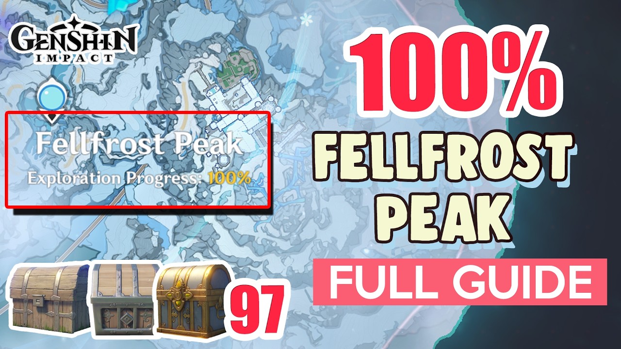 How to: Fellfrost Peak 100% FULL Exploration ⭐ Snezhnayan ALL CHESTS【 Genshin Impact 】