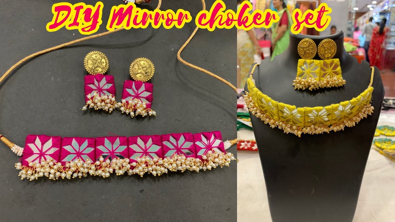 Mirror Jewellery Making | How To Make Mirror Jewellery At Home | Navratri Jewellery making at home