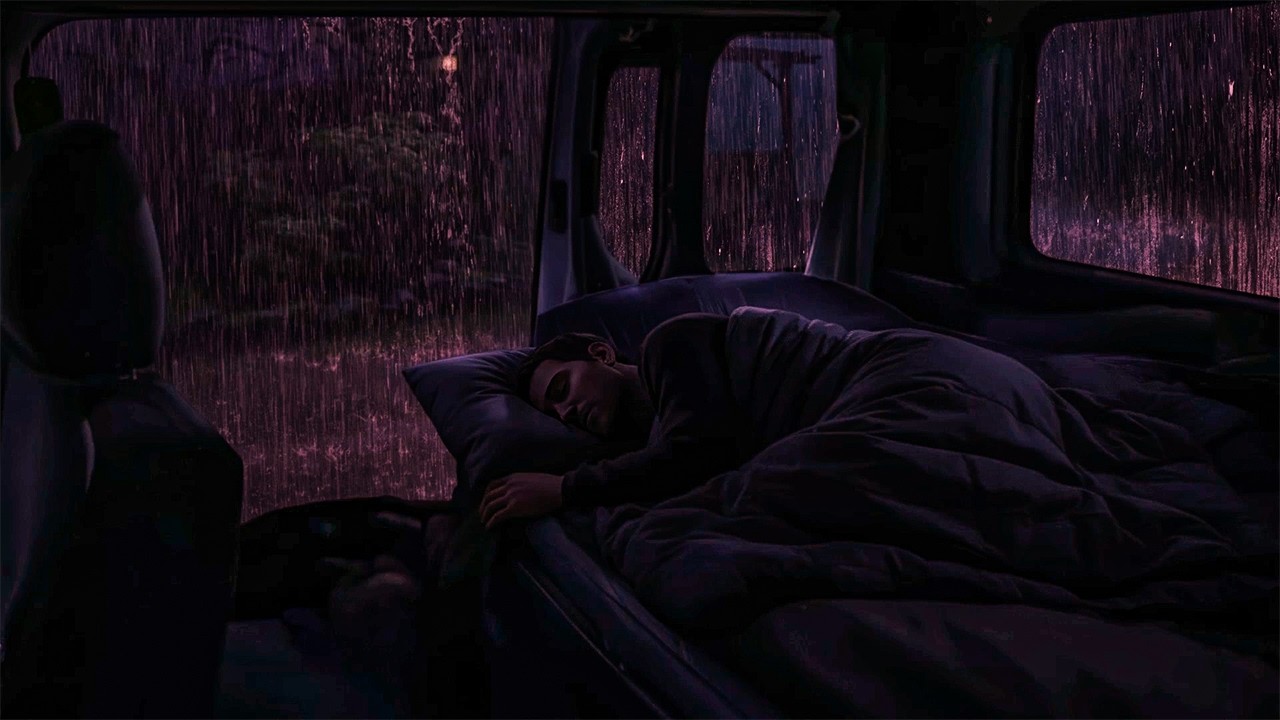 Cure Sleep Difficulties with Heavy Rain & Powerful Thunder on Cozy Car in Rainforest at Night-NO ADS