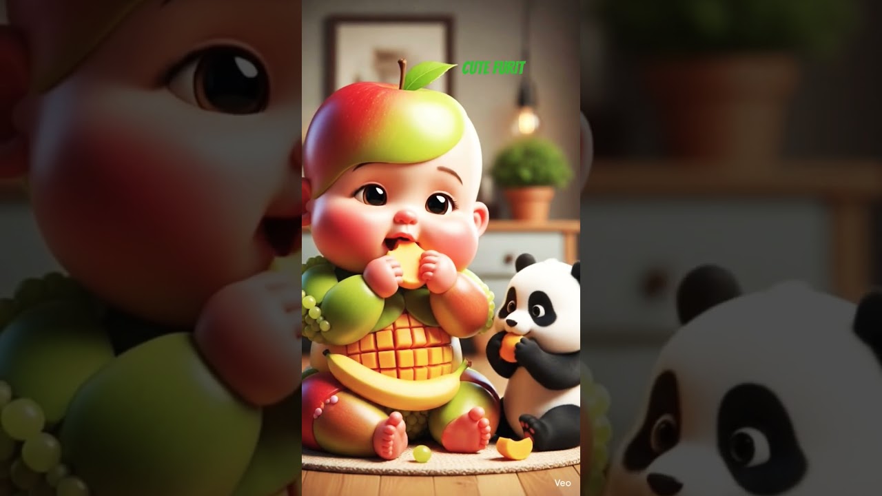 This Baby Panda + Fruit Combo = PURE CUTE 🐼❤️