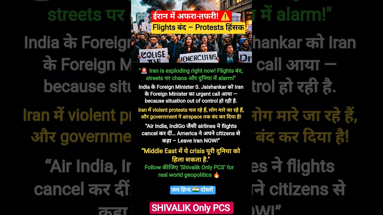 ईरान में हालात बेकाबू! 🚨 Flights Cancel, Violent Protests | World Alert | 