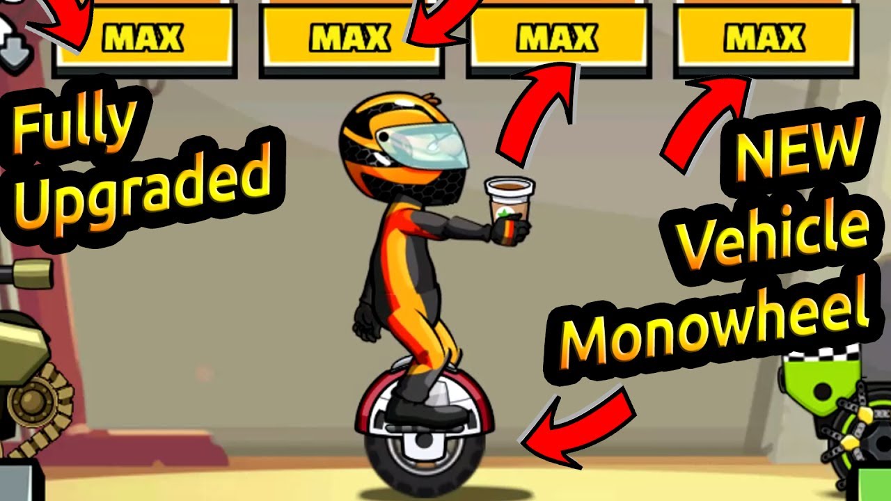 Hill Climb Racing 2 New Vehicle MONOWHEEL Fully Upgraded