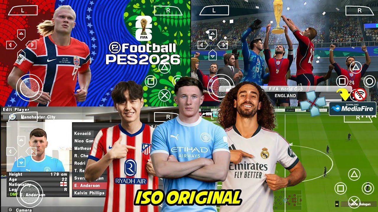 eFootball PES 2026 PPSSPP Android Offline Full Update UCL & League Kits 26/27 Season 4K Graphics