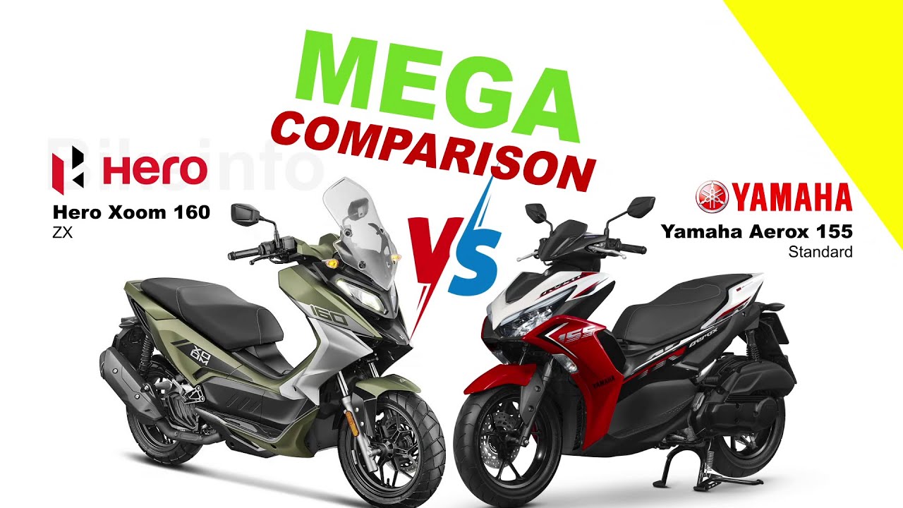 Hero Xoom 160 vs Yamaha Aerox 155 | Mega Comparison @bikeinfo-199 #automobile #bikecompare