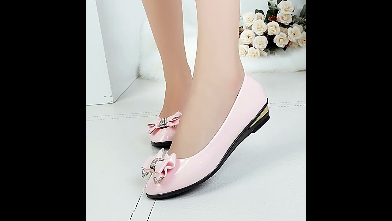 Women Shoes Lady Ballet Flats Low Wedge Heel Slip on Casual Sweet Wedding Bridal Shoe Shallow