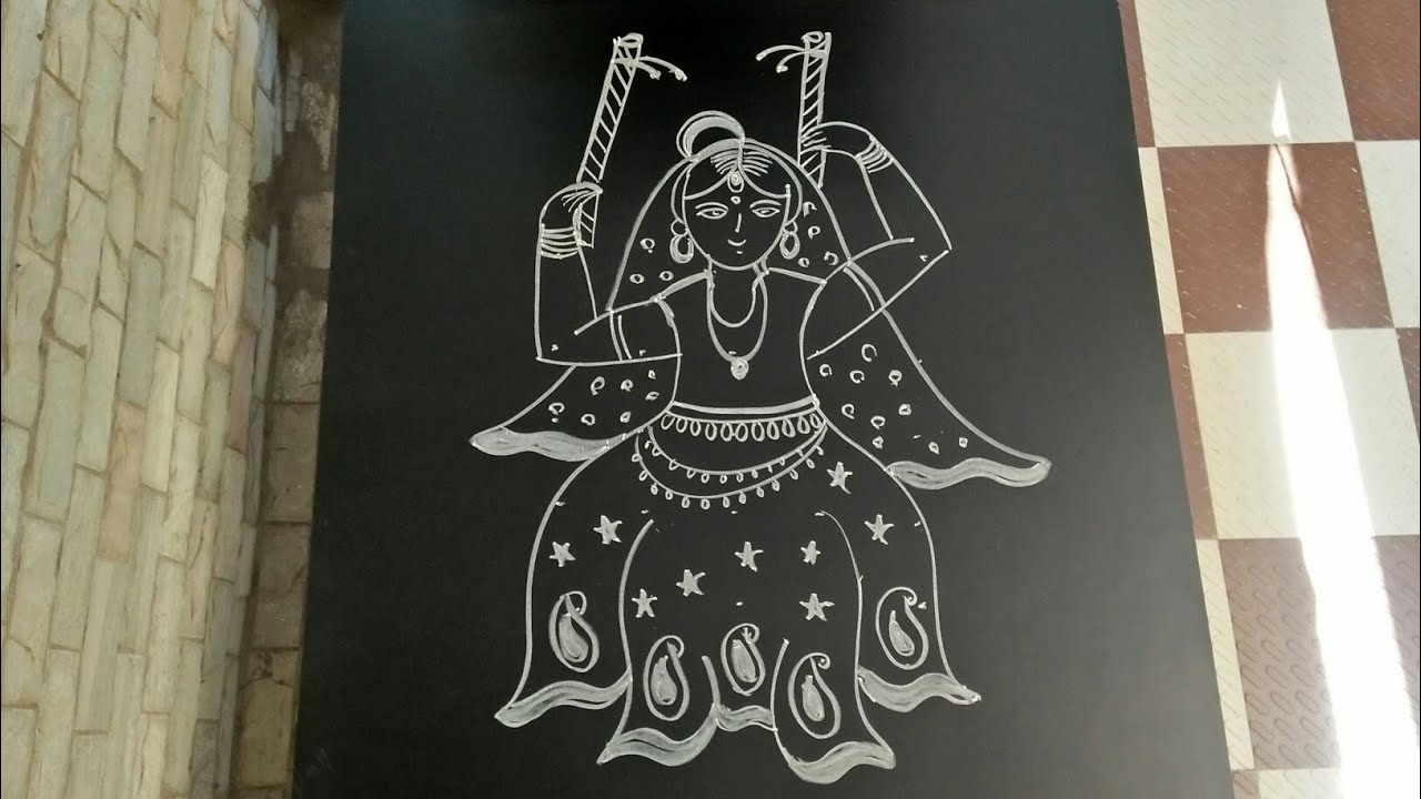 #Simple Navaratri rangoli...for begainners..5 to 5 dots..Dushara special rangoli