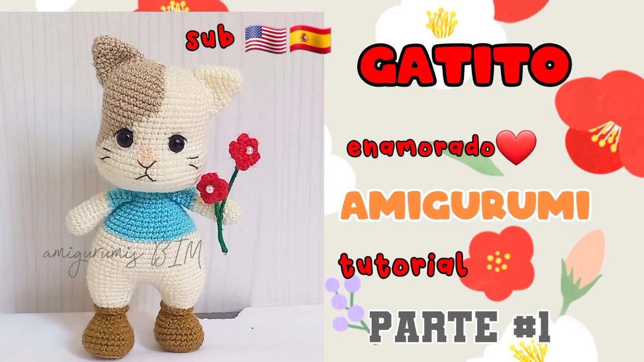GATITO AMIGURUMI (enamorado) /crochet#facil sub 🇺🇲🇪🇸PARTE #1