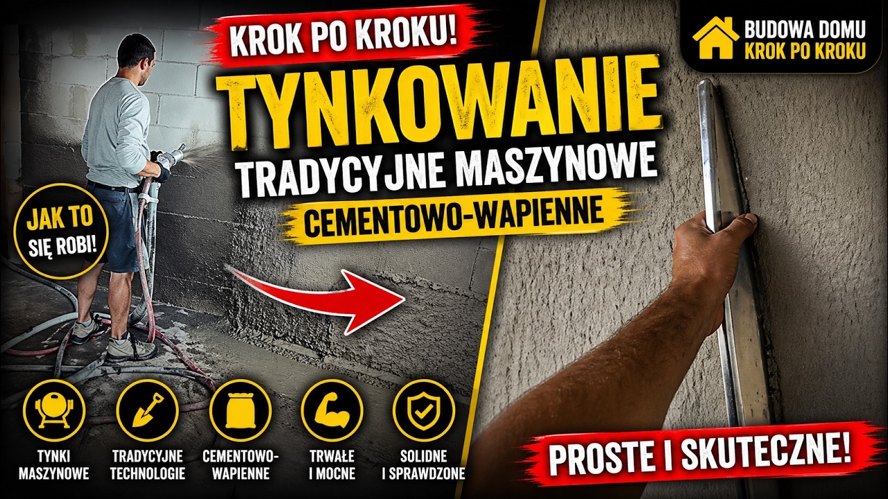 🔴EP.34 Tynkowanie . Jak zrobić tynki tradycyjne  maszynowe cementowo wapienne .