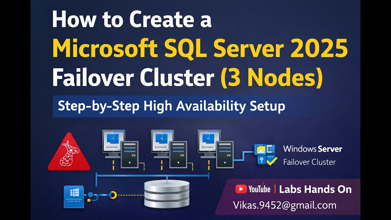 How to Create 3 Node SQL Server 2025 Failover Cluster |  Step by Step | 3 Node High Availability