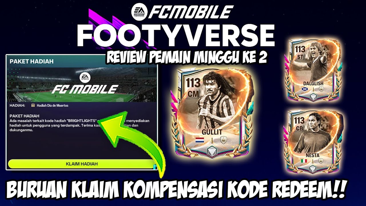 BURUAN LOGIN, KLAIM KOMPENSASI KODE REDEEM!! REVIEW SEMUA PEMAIN MINGGU 2 EVENT FOOTYVERSE FC MOBILE