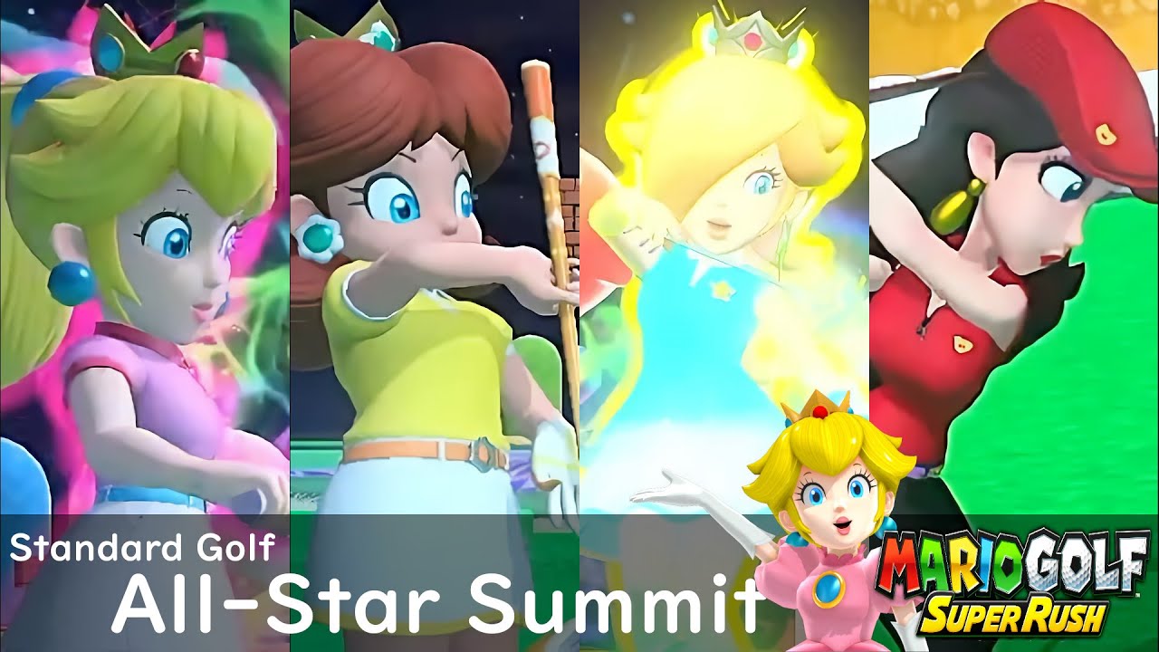 Mario Golf Super Rush Peach vs Daisy vs Rosalina vs Pauline in All Star Summit