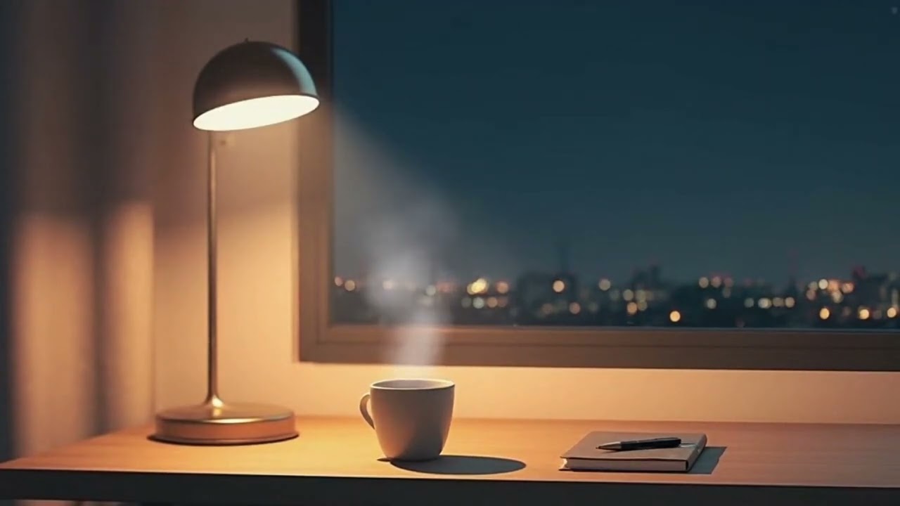“Warm Lamp & City Lights – Cozy Night Lofi for Study, Work & Sleep | FarainCozy