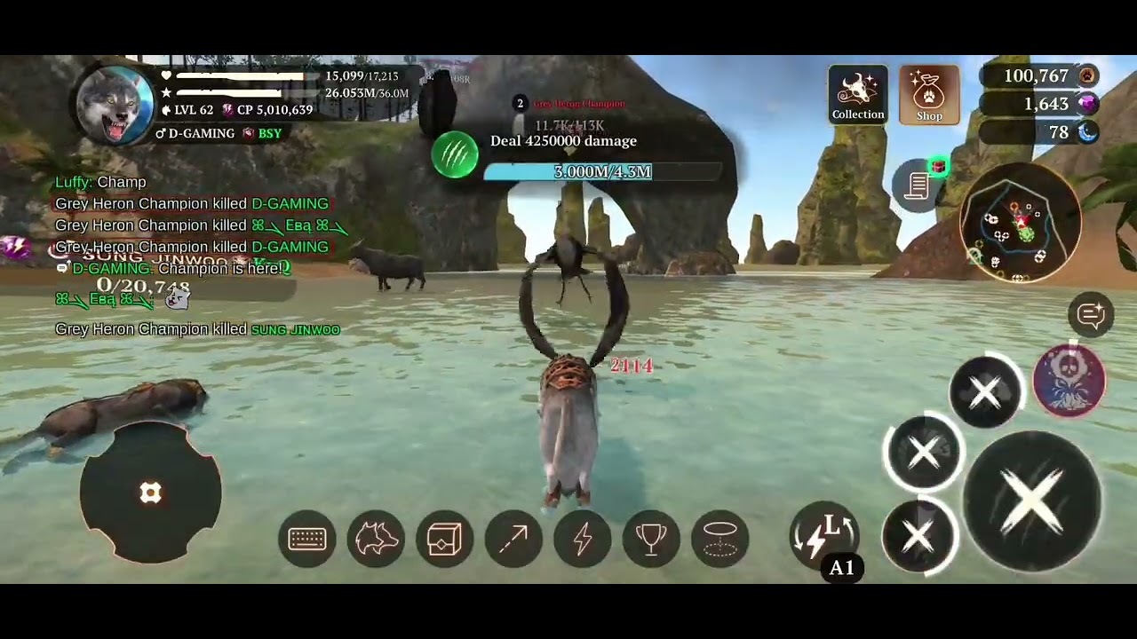 Two champion gray heron🏆🏆 on Jade Pillers #games #wolf #video