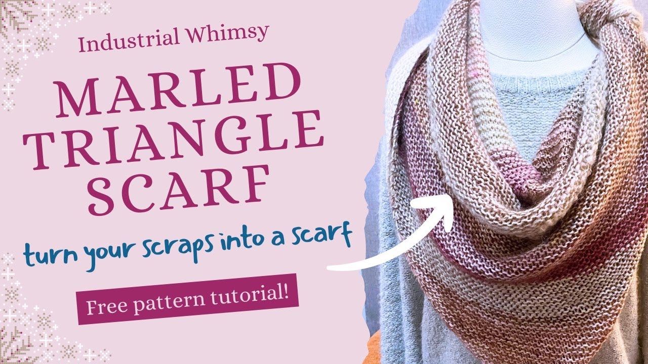 Free Knitting Pattern Marled Triangle Scarf Scrap / Mini Skein Project Industrial Whimsy