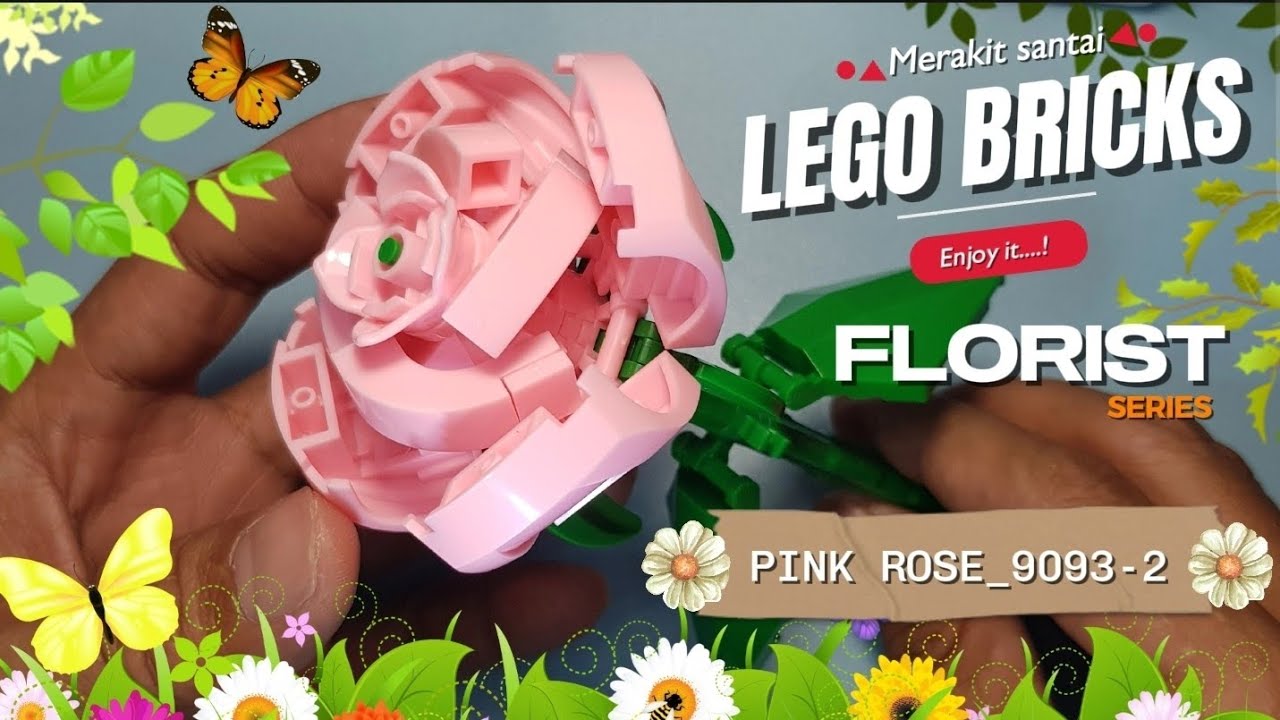 Merakit lego bricks Pink rose Florist block series 9093-2