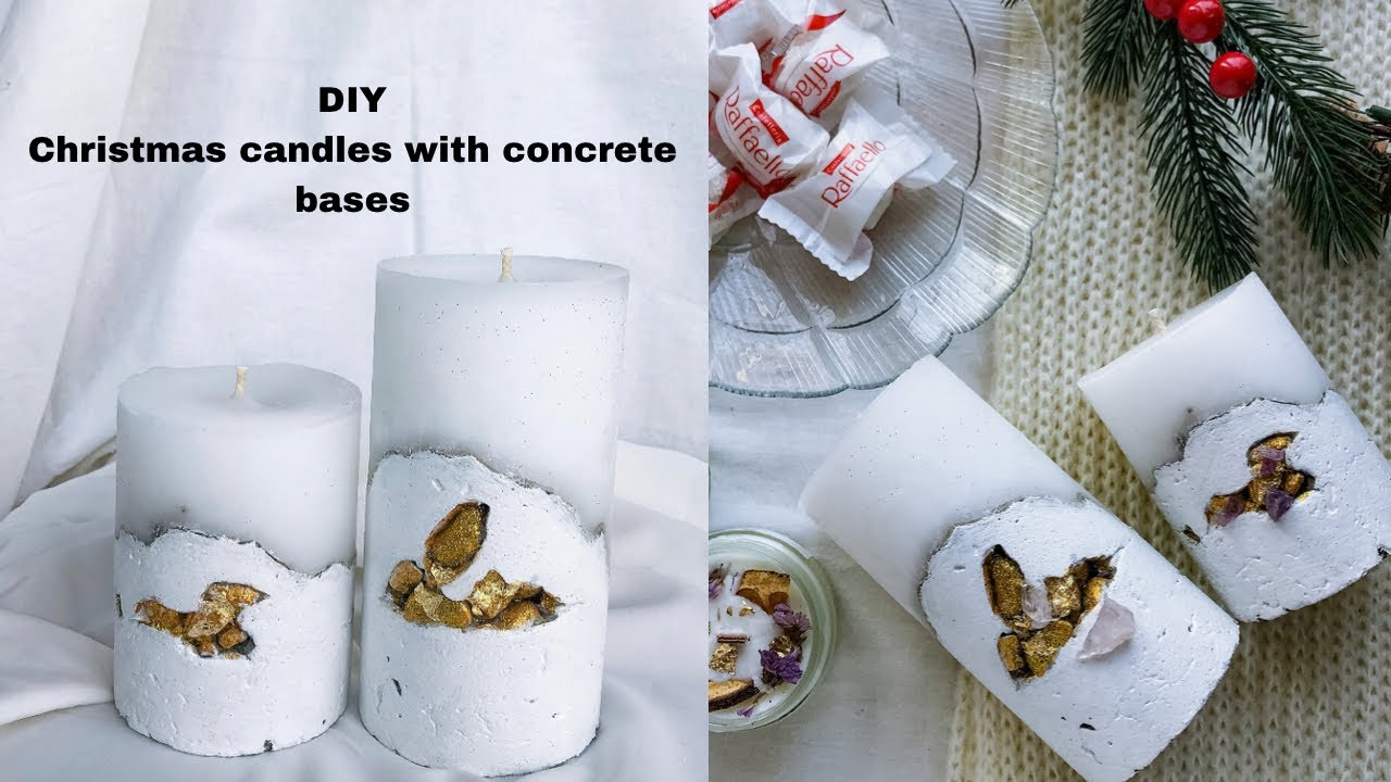 DIY candles with concrete bases/Christmas candles/ concrete candles. #concretecandle #candles #diy