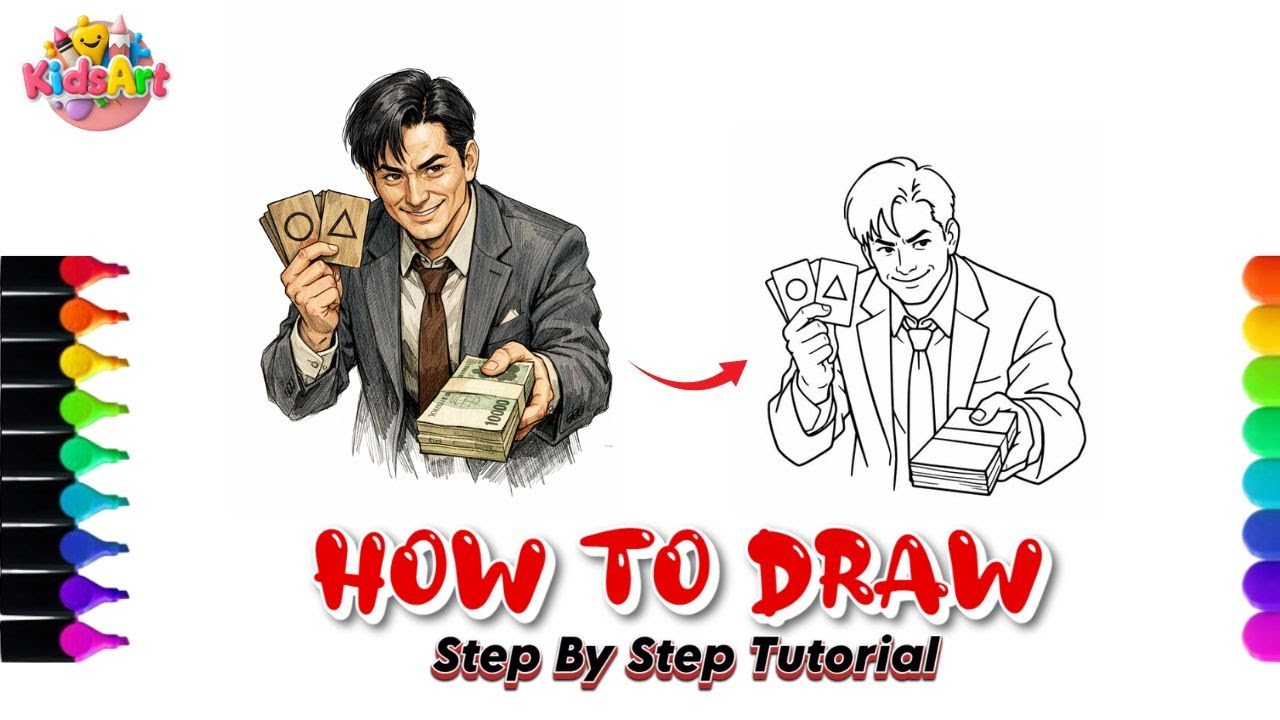 How to Draw Squid Game Salesman | Easy Drawing Tutorial