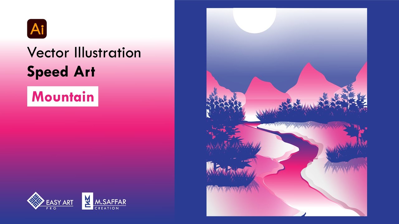Mountain Vector Art | Painting to Vector Illustration | Speed Art