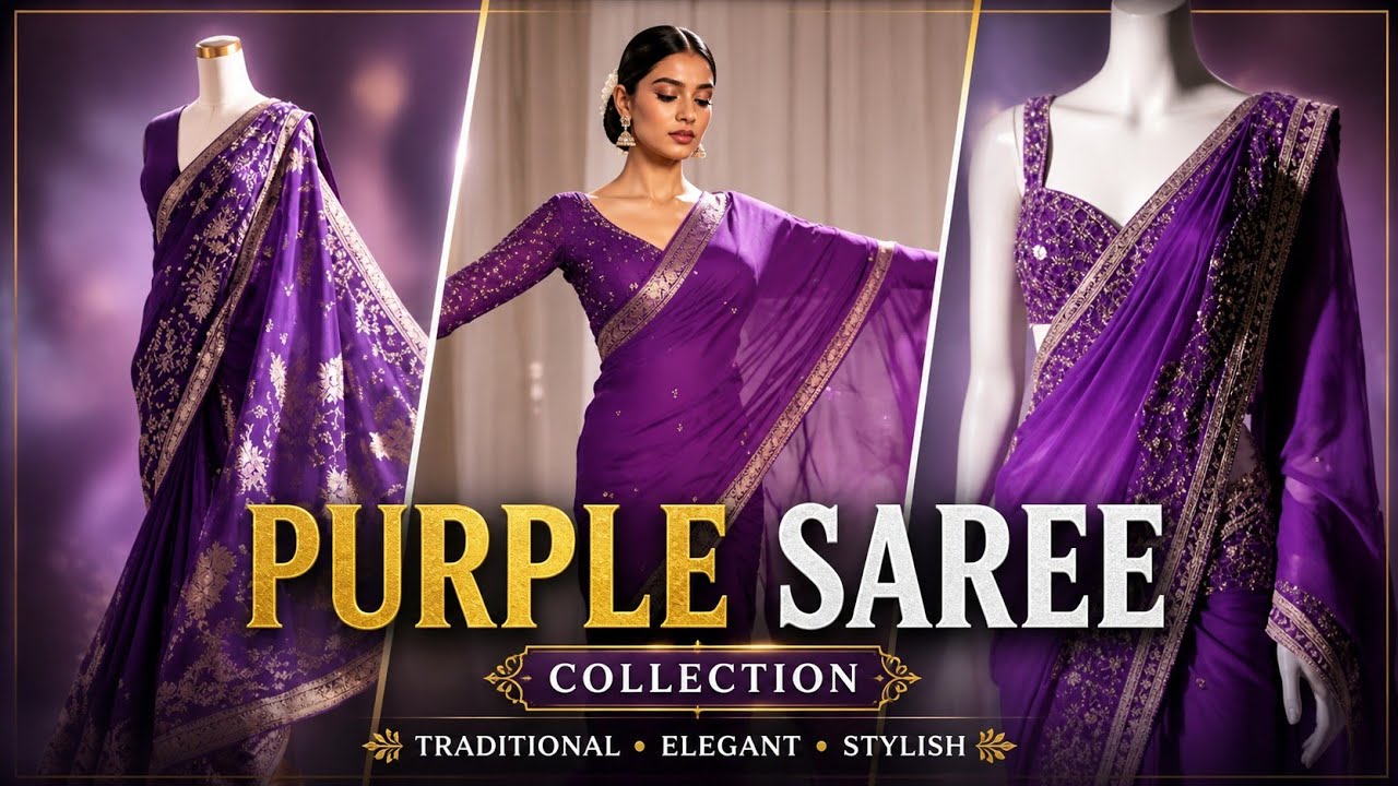 Royal Purple Saree Styling Ideas | Heavy Pattern Work for Wedding Guest & Festive Looks