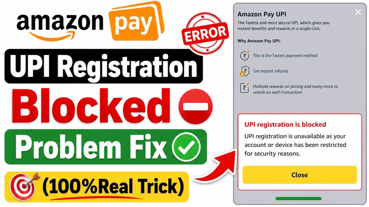 UPI Registration Is Blocked In Amazon Pay || Amazon Pay UPI Registration is unavailable as your a...