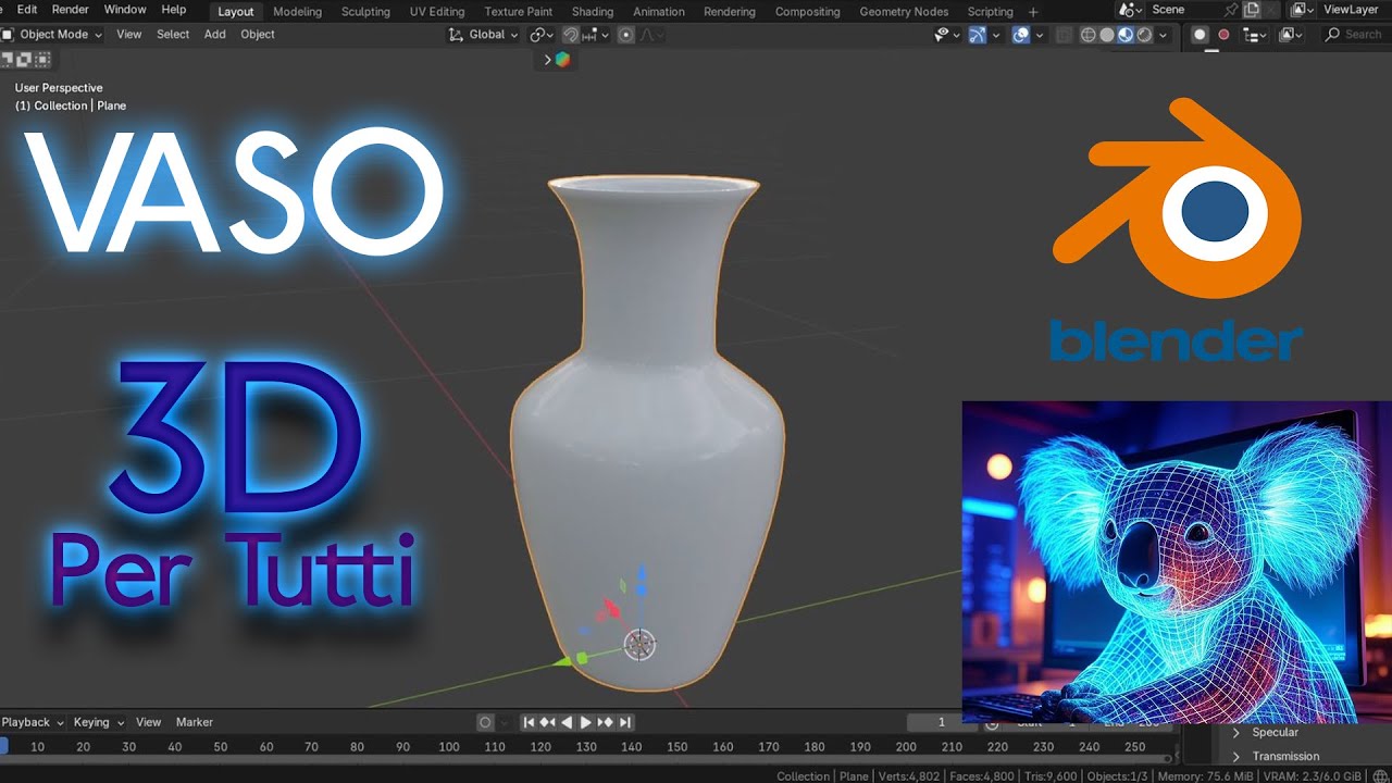 Vaso modellato in Blender 3D Per Tutti