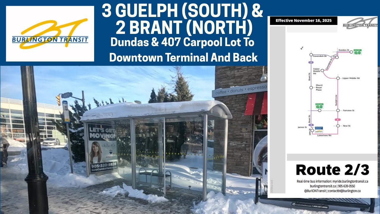 Burlington Transit 3 Guelph (South)/2 Brant (North) - Dundas/407 Carpool To Downtown Term & Back