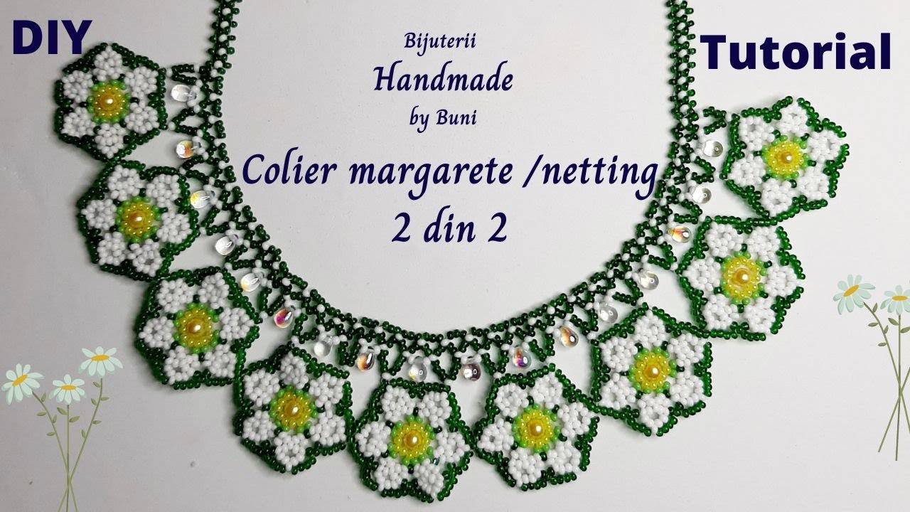 Bead Netting necklace tutorial / Tutorial Colier din margele cu Margarete - tehnica netting P2 din 2