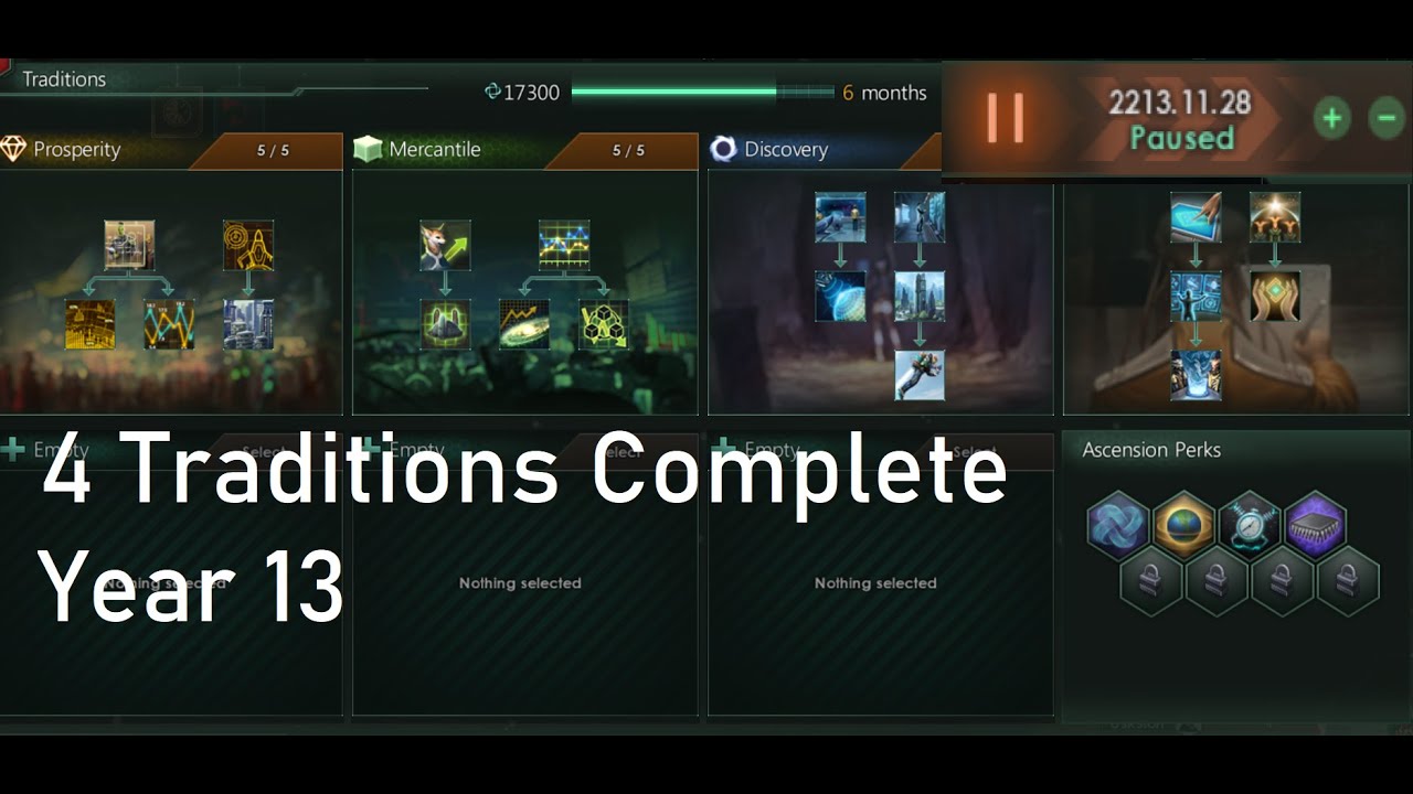Red Giant Unity Rush: 4 Tradition Trees at Year 13- Stellaris Meta Builds