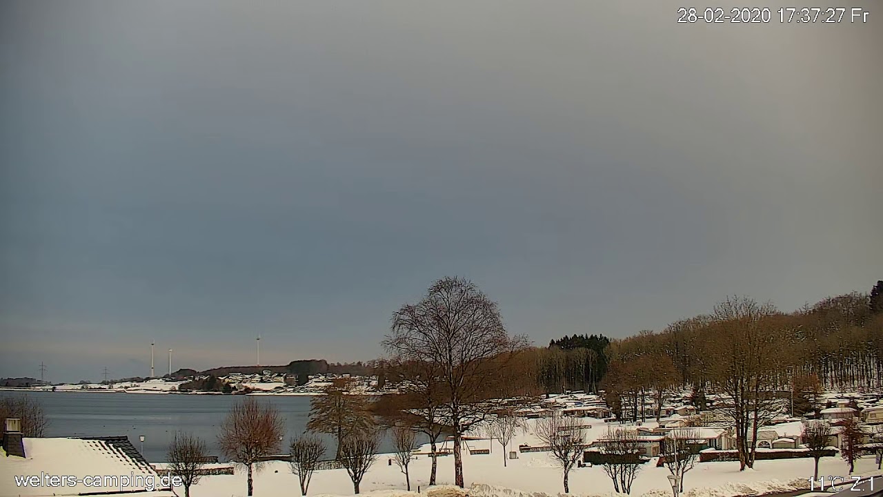 Welters Camping Schneepanorama an der Krombachtalsperre im Winter 28.02.2020