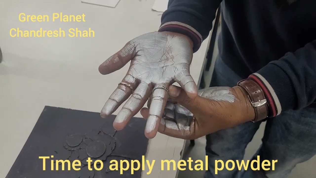#Metal painting #Silver powder paint #Fixative # Using a  Fixer # Mount Board # Craft # Art # DIY