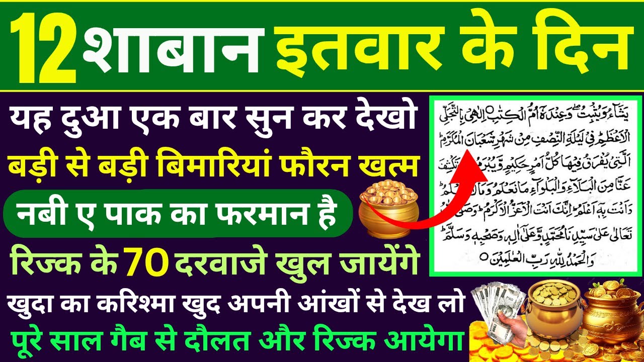12 Shaban Itwar ke din ki Dua🤲12 Shaban ki dua🤲rozi ki dua💸 rizq ki Dua | Morning Dua | Subah ki Dua