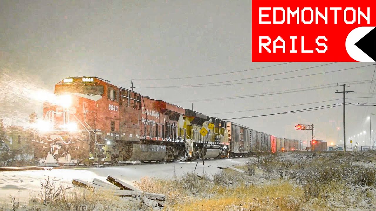 CP Train Assembly During a Snowstorm w/ UP Foreign Power, Sweet GE Sound and a Same-Track Meet!