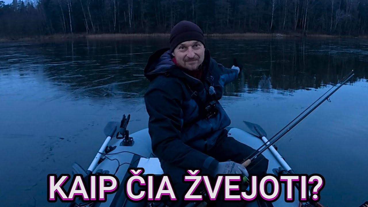 Lydekų žūklė užšalusiame ežere. Sulaužiau ledą ir pagavau lydekų!