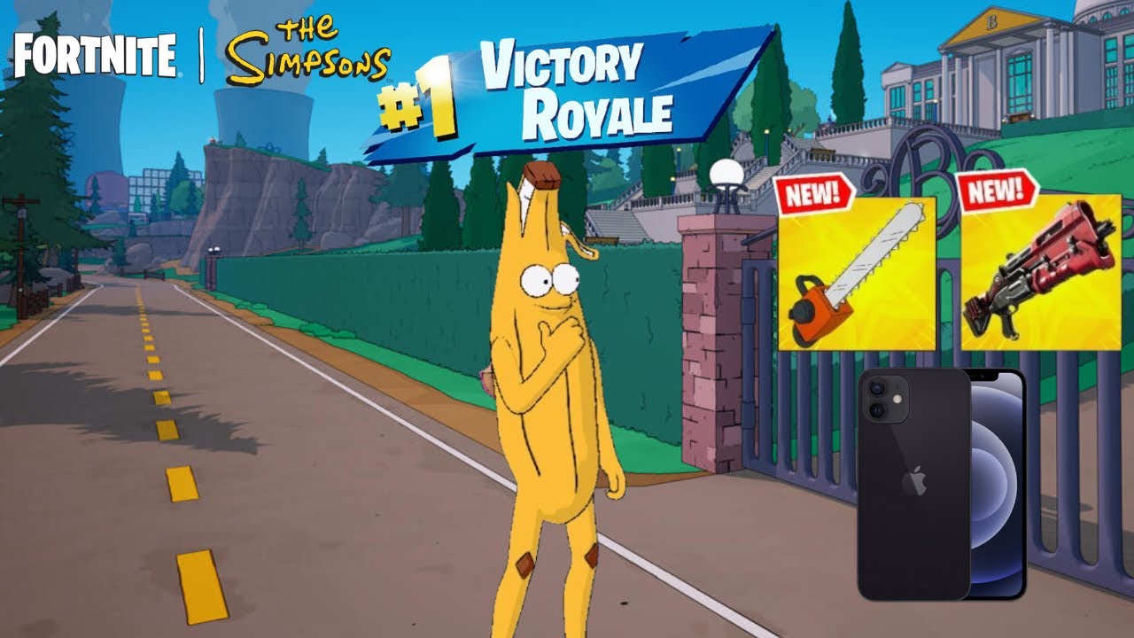 iPhone 12 a 60 FPS Fortnite Mobile *usando la skin de bananin de los simpsons 🍌 