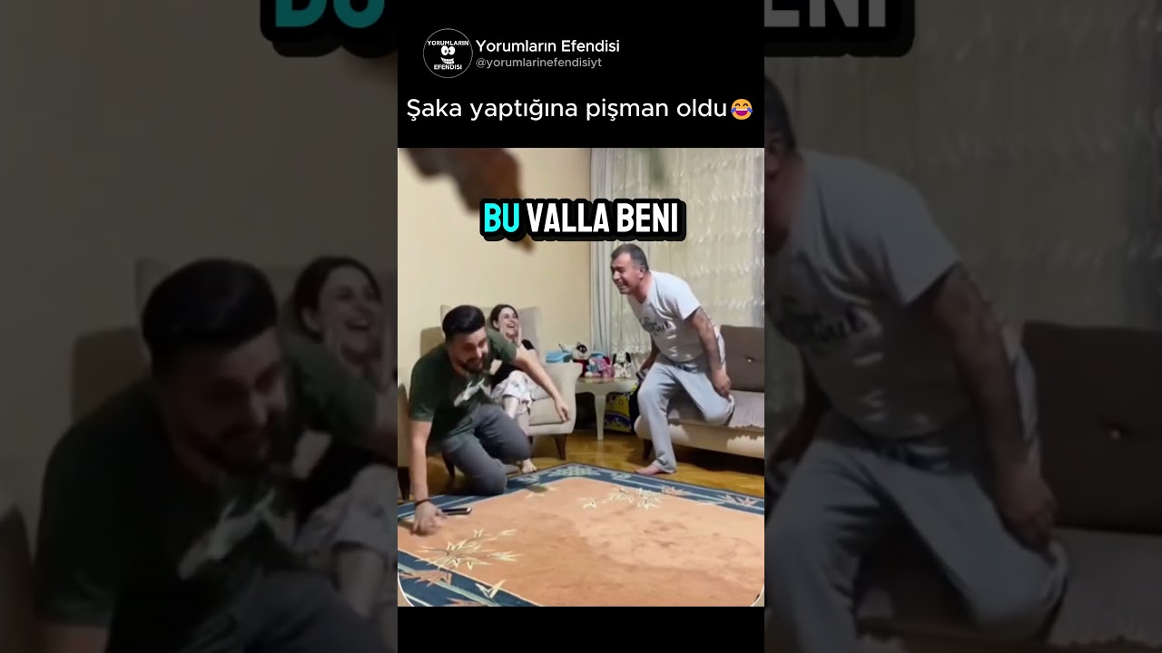 Babasının yanında eşine şaka yapmak istedi ancak pişman oldu😂
