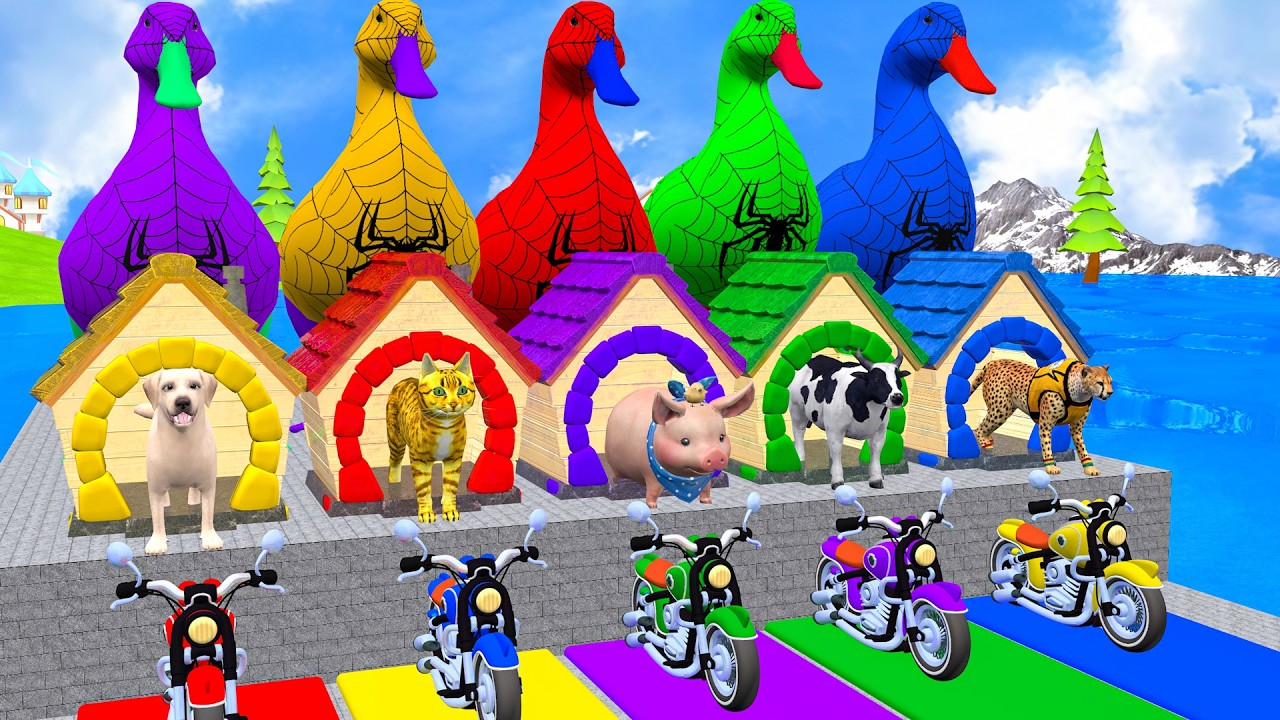 Long Slide Game with Cow Elephant Gorilla Hippopotamus Tiger 3d Animal Game Funny 3d Animals
