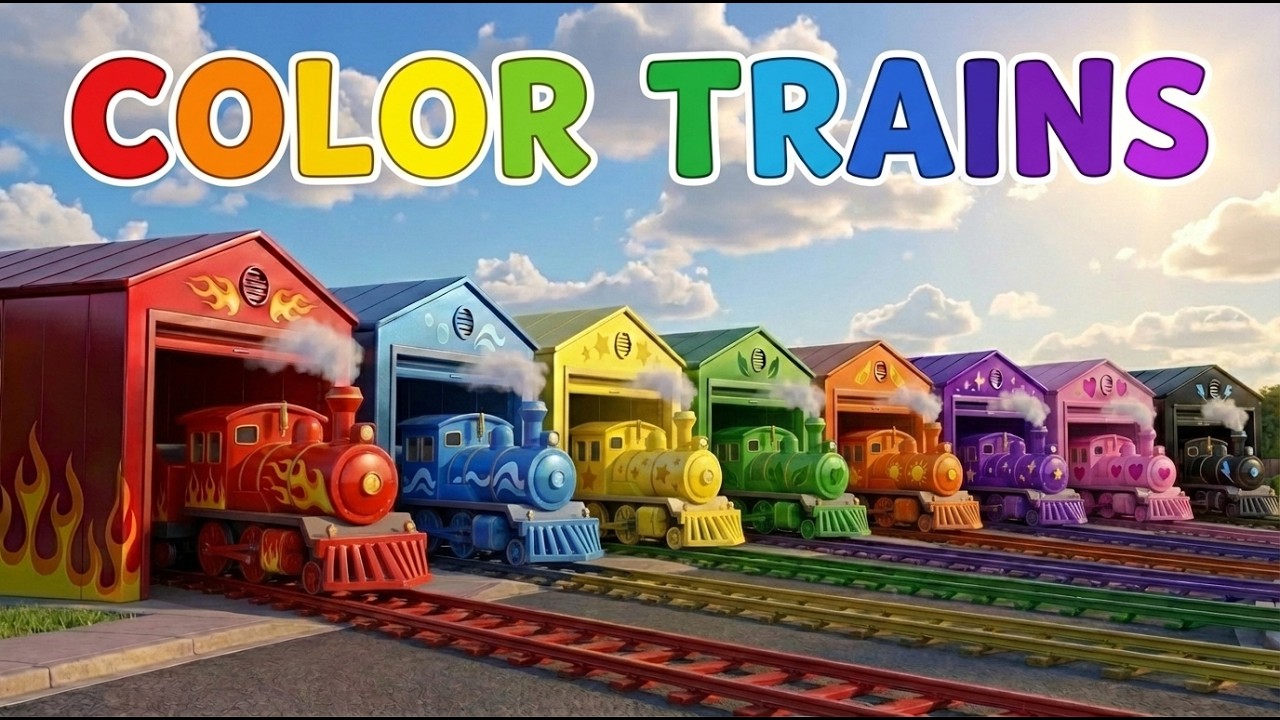 Color Trains & Cars 🚂🚗✨ | Learn 8 Colors 🌈❤️💙💛💚🧡💜🌸⚫