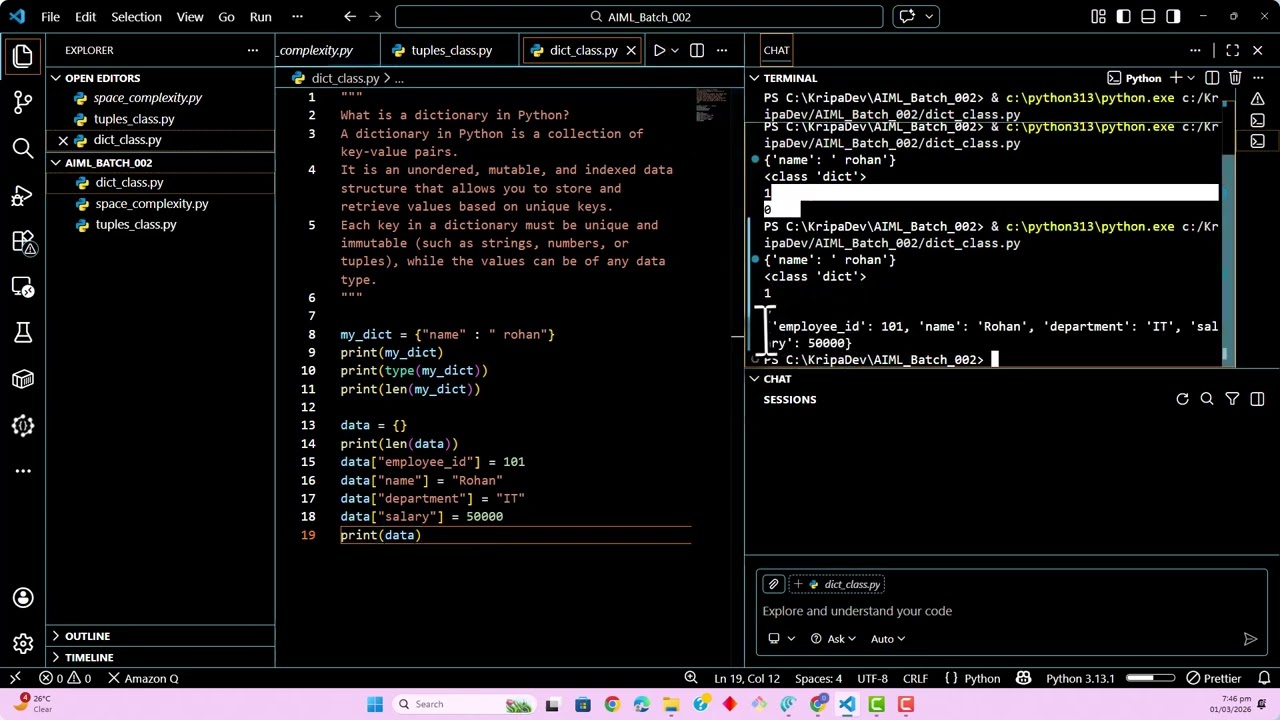 Python Dictionary Made Easy (AI) in Hindi - Live Class-7 (Recording)