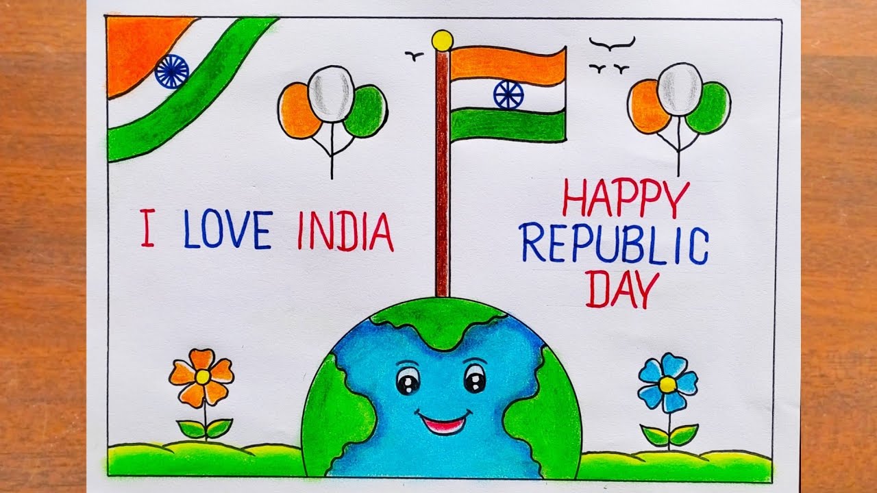 Republic Day Drawing Easy / Republic Day Poster Drawing Easy Steps / Happy Republic Day Drawing Easy