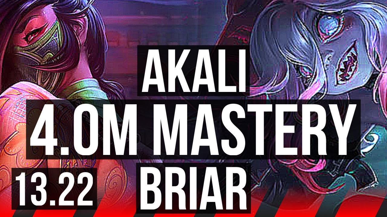 AKALI vs BRIAR (TOP) | 4.0M mastery, 9 solo kills, 1000+ games, Legendary | KR Master | 13.22