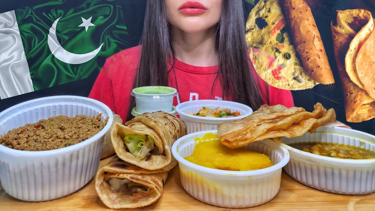 PAKISTANI BREAKFAST | MUKBANG ASMR FOOD | TAWA KEEMA, HALWA PURI, ALOO PARATHA, OMELETTE ROLL
