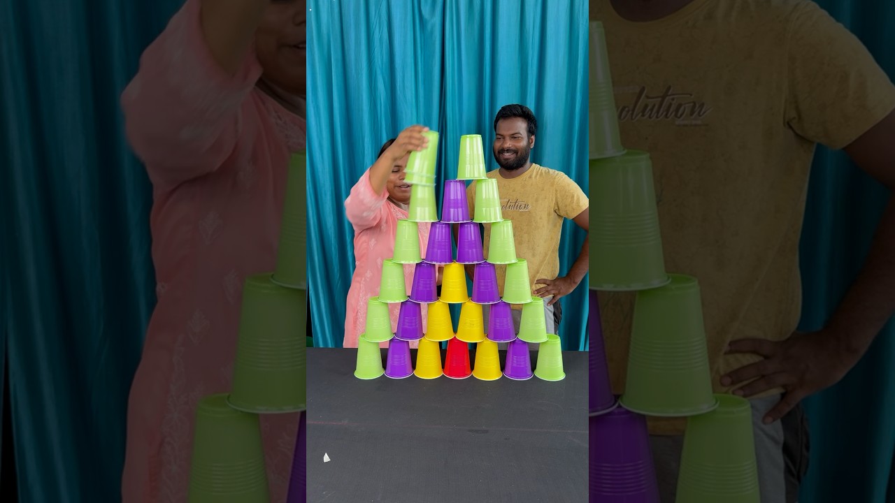 Sister vs Brother Money Cup Pyramid Challenge #shorts #Game