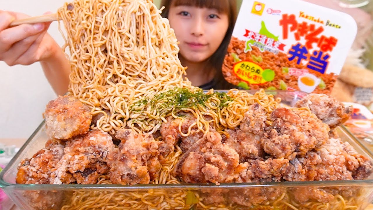 【大食い】北海道のやきそば弁当を7人前と唐揚げ